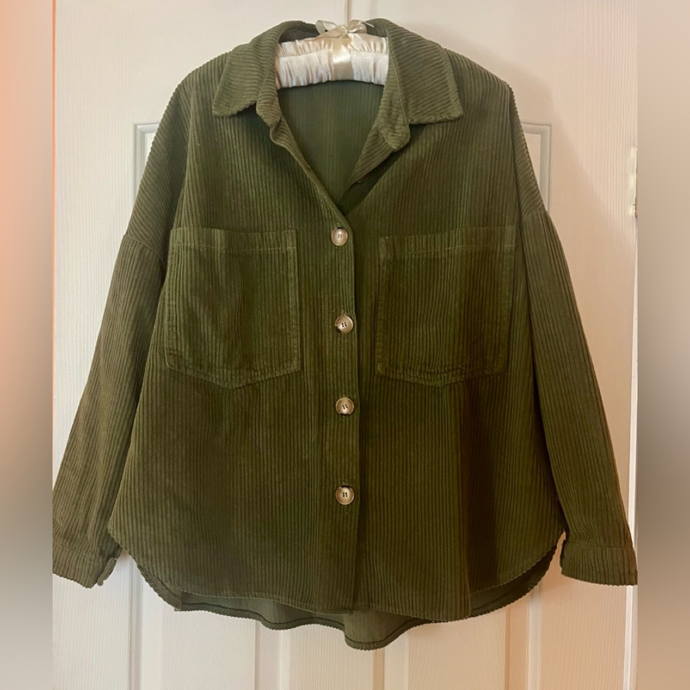Sunny Studio Paris Olive Green Corduroy Shacket